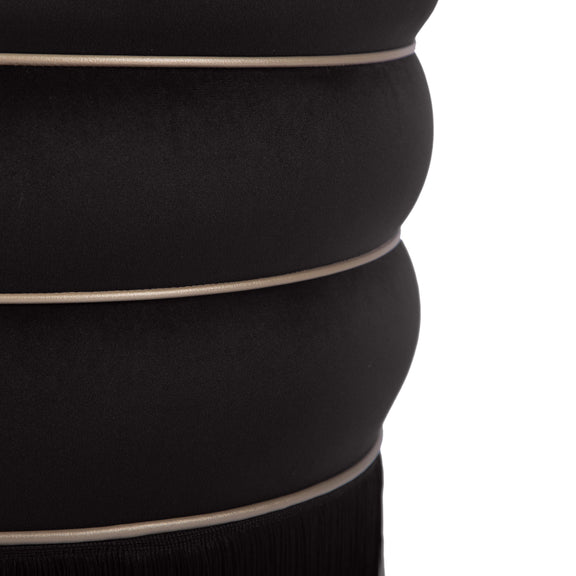 Lakka Black Velvet Ottoman