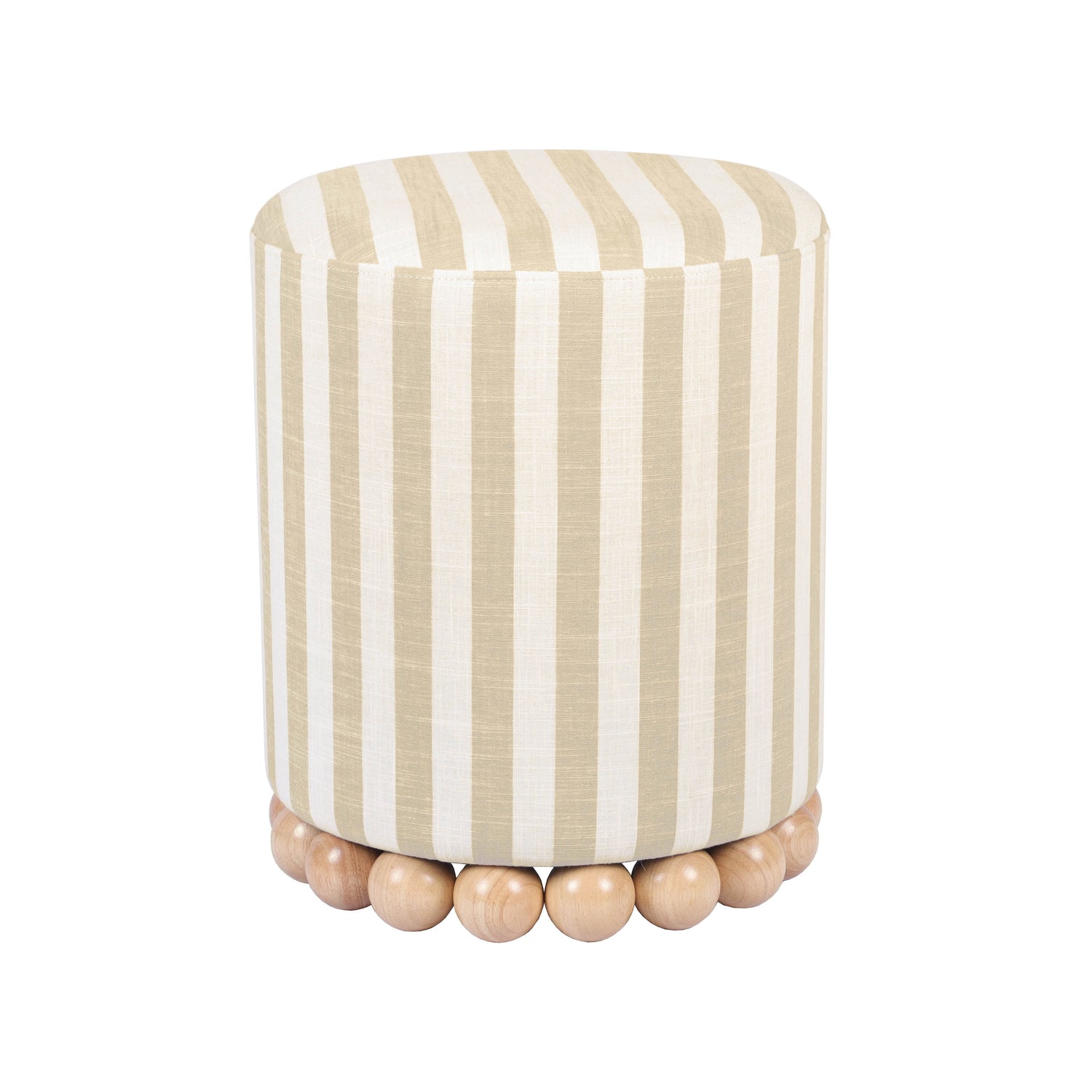 Dex Beige Striped Linen Ottoman