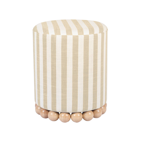 Dex Beige Striped Linen Ottoman