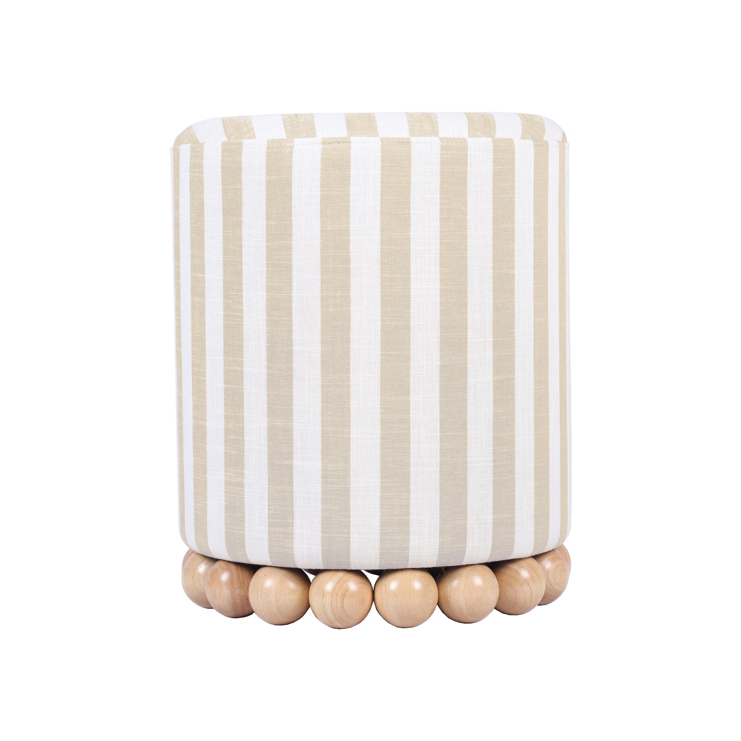 Dex Beige Striped Linen Ottoman