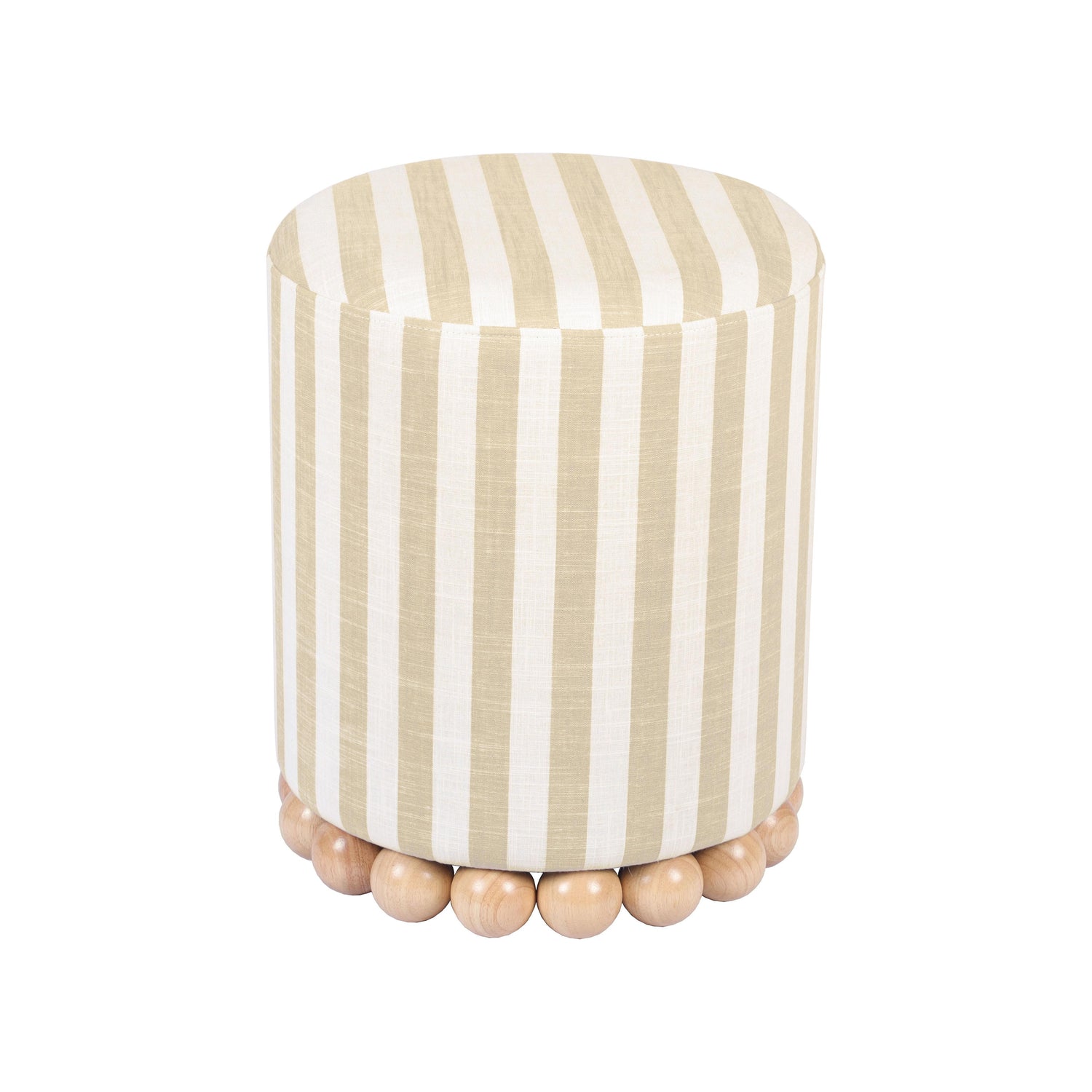 Dex Beige Striped Linen Ottoman