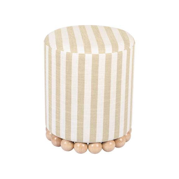 Dex Beige Striped Linen Ottoman