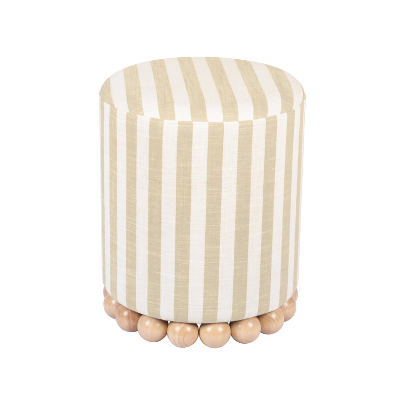Dex Beige Striped Linen Ottoman