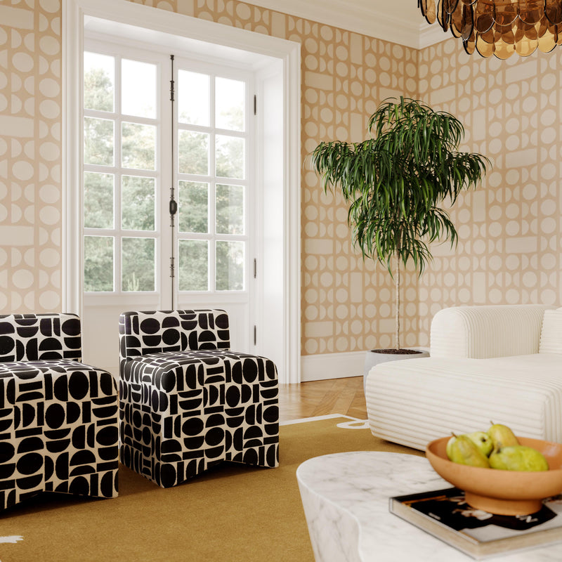 Pippa Black Geometric Jacquard Weave Stool