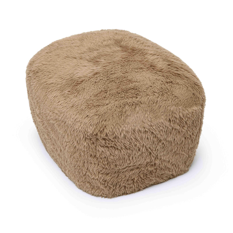Britt Dark Taupe Vegan Shearling Ottoman