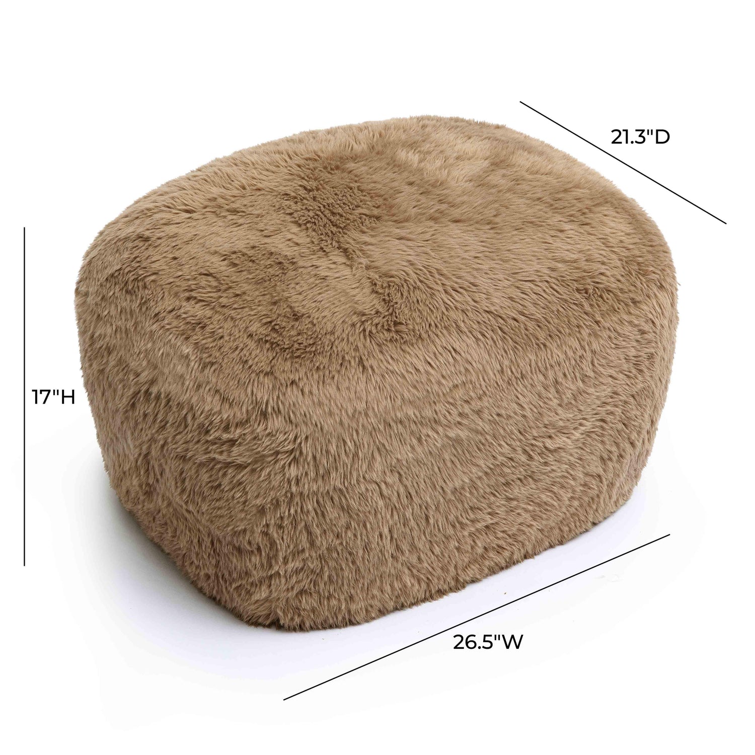 Britt Dark Taupe Vegan Shearling Ottoman