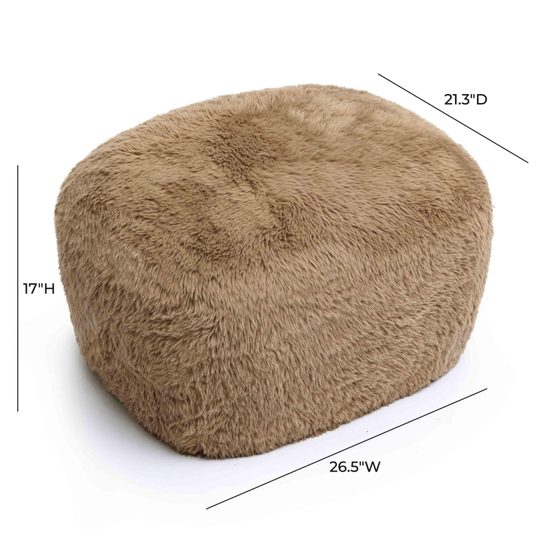 Britt Dark Taupe Vegan Shearling Ottoman