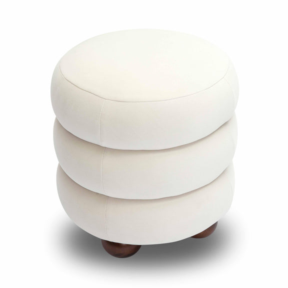 Stefanie Cream Velvet Ottoman