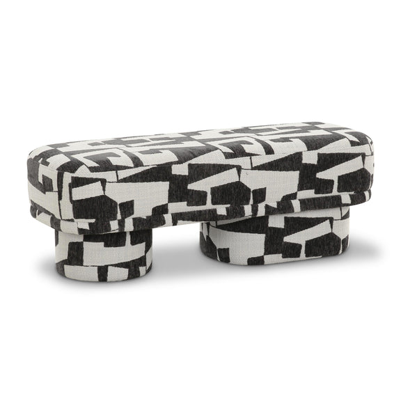 Lena Black and White Jacquard Bench