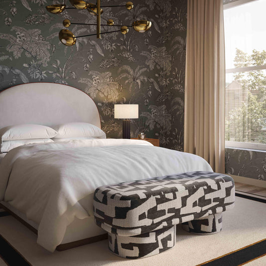 Lena Black and White Jacquard Bench