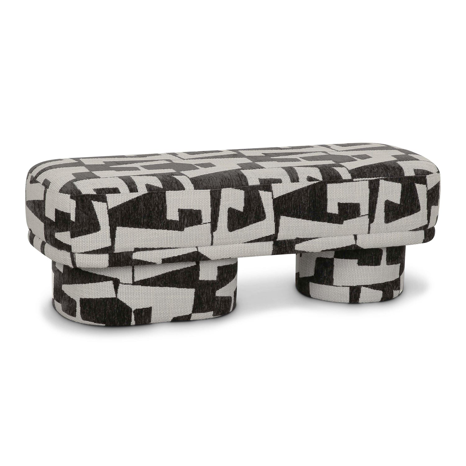 Lena Black and White Jacquard Bench