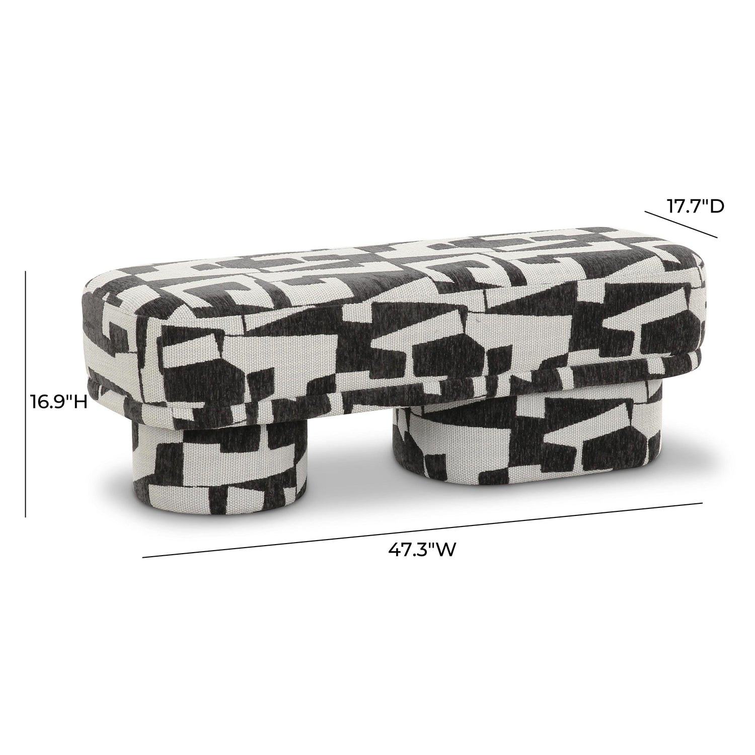 Lena Black and White Jacquard Bench
