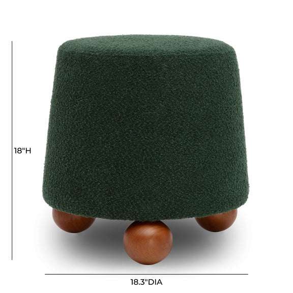 Jaine Forest Green Boucle Stool