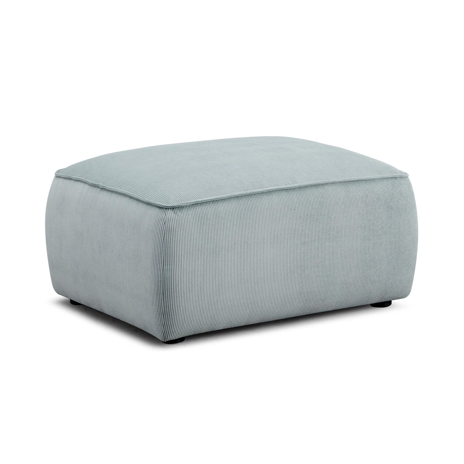 Travie Sea Blue Performance Corduroy Velvet Ottoman