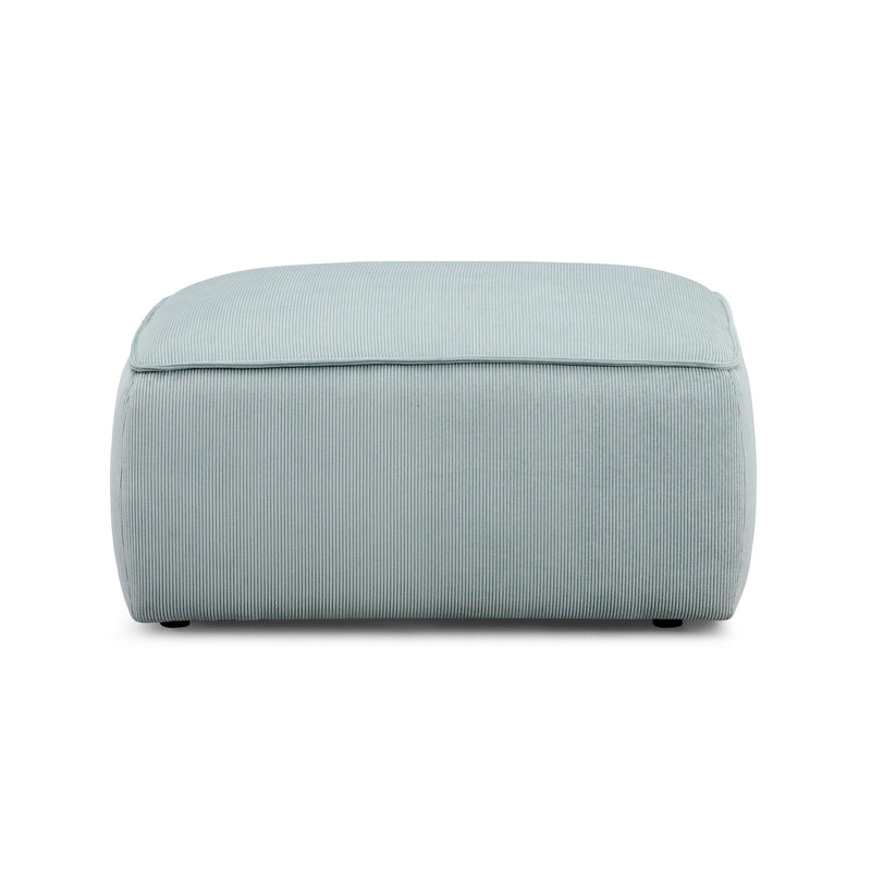 Travie Sea Blue Performance Corduroy Velvet Ottoman