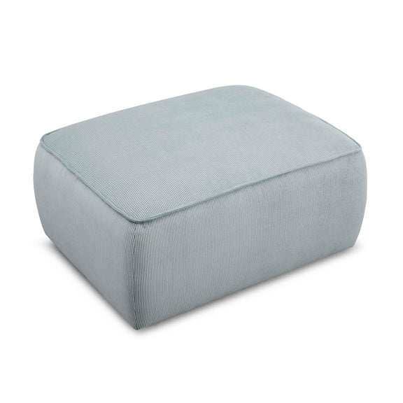 Travie Sea Blue Performance Corduroy Velvet Ottoman
