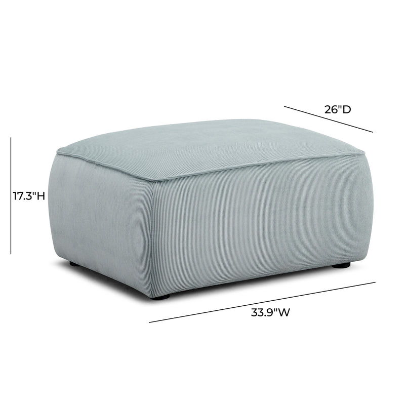 Travie Sea Blue Performance Corduroy Velvet Ottoman