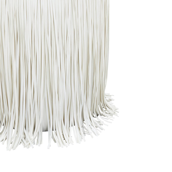 Shag Me Ivory Performance Vegan Leather Ottoman