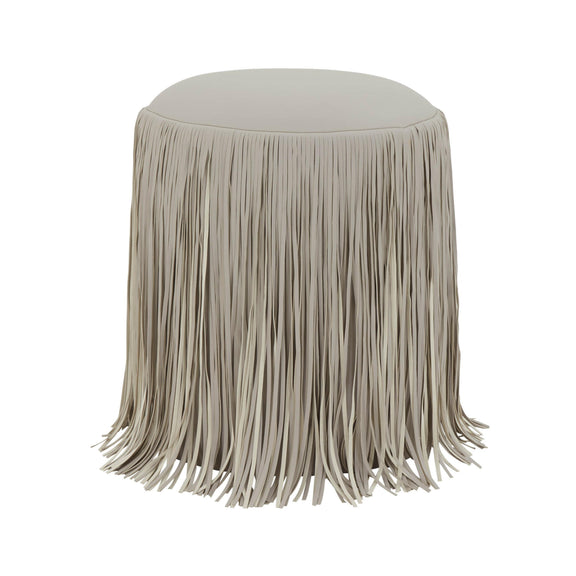 Shag Me Grey Performance Vegan Leather Ottoman