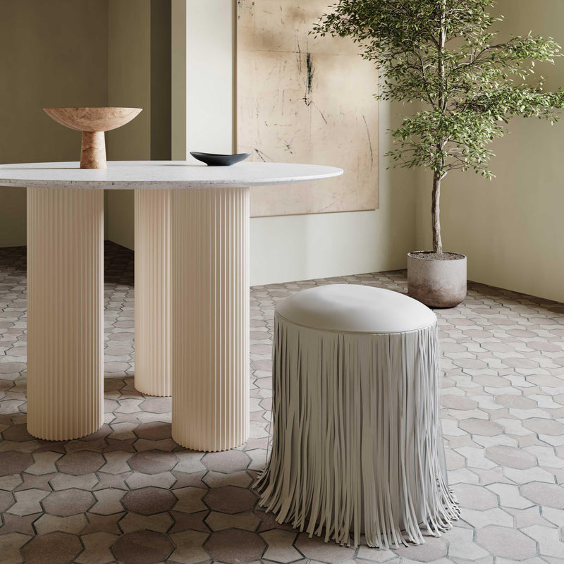 Shag Me Grey Performance Vegan Leather Ottoman