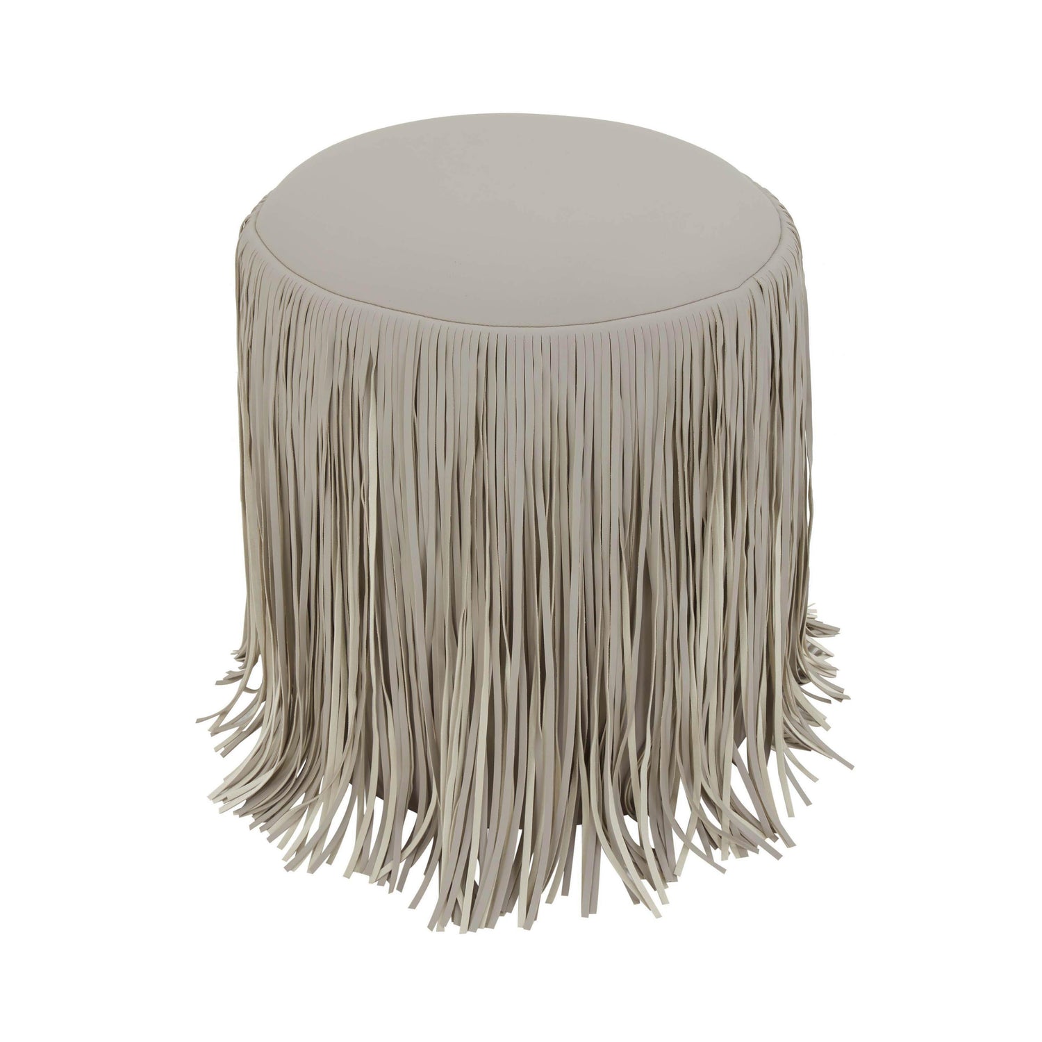 Shag Me Grey Performance Vegan Leather Ottoman