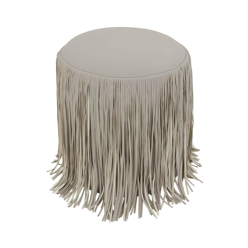 Shag Me Grey Performance Vegan Leather Ottoman