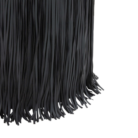 Shag Me Black Performance Vegan Leather Ottoman