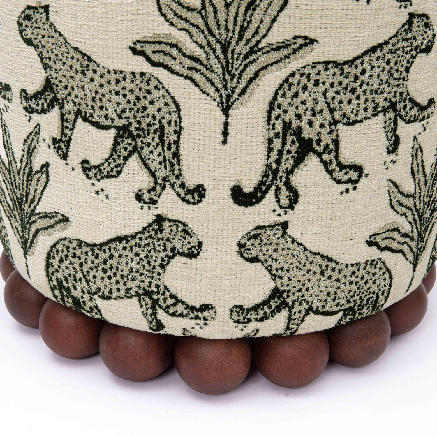 Dex Cream Leopard Jacquard Ottoman