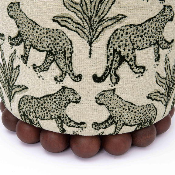 Dex Cream Leopard Jacquard Ottoman