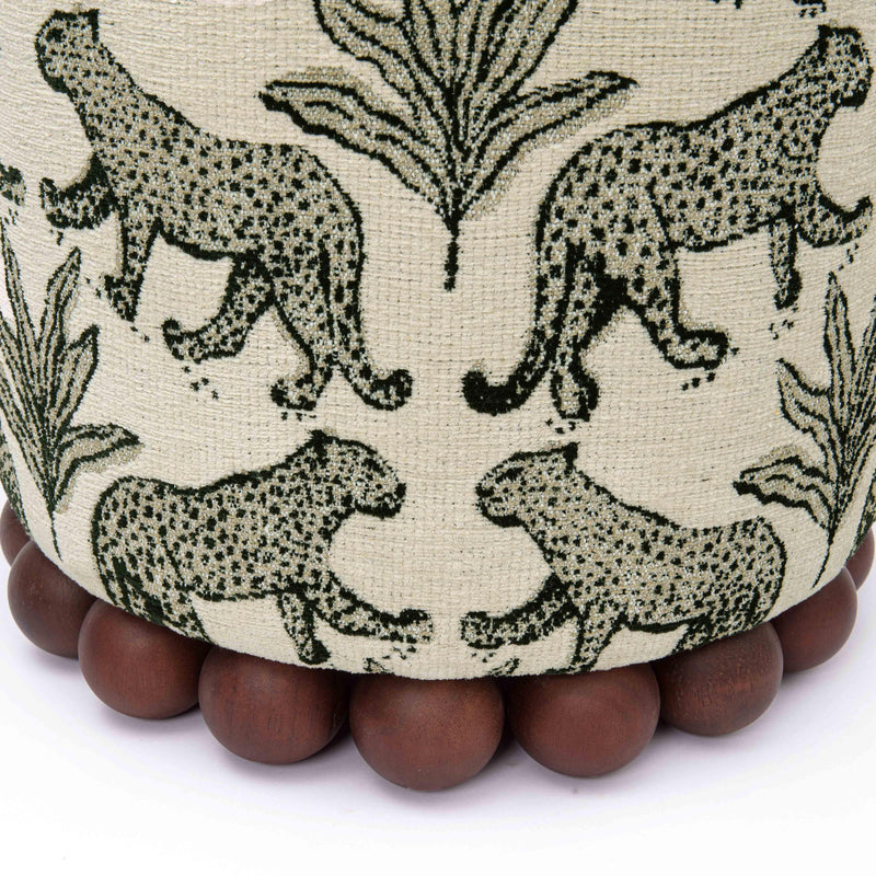 Dex Cream Leopard Jacquard Ottoman