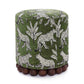 Dex Olive Green Leopard Jacquard Ottoman
