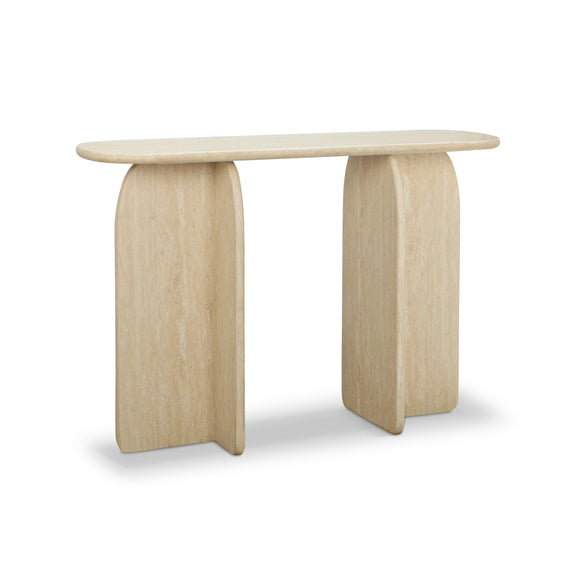 Clementine Faux Travertine Console Table