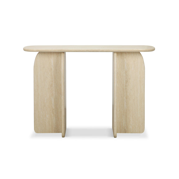Clementine Faux Travertine Console Table