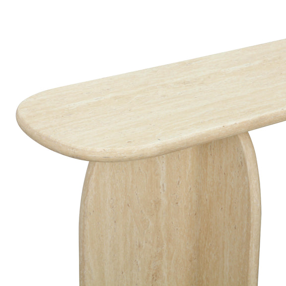 Clementine Faux Travertine Console Table