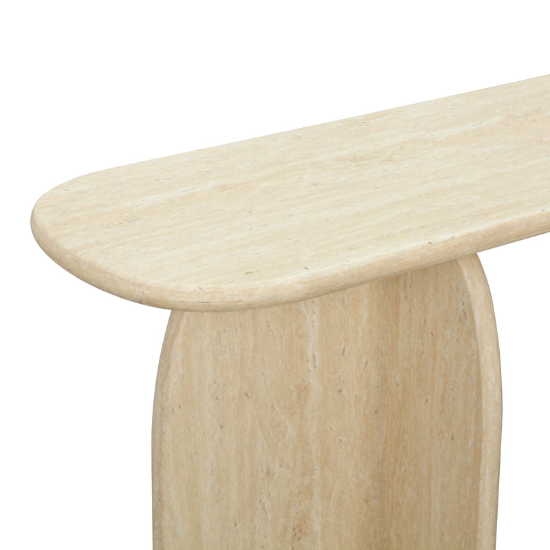 Clementine Faux Travertine Console Table