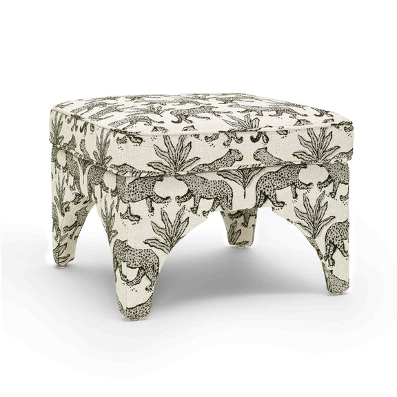 Raji Cream Leopard Jacquard Ottoman
