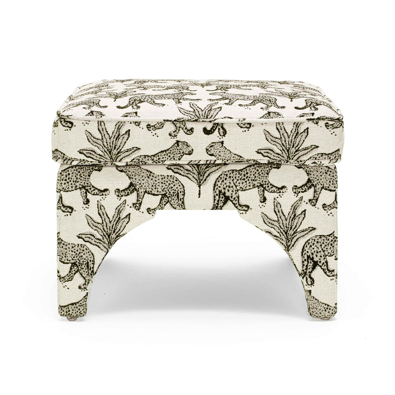 Raji Cream Leopard Jacquard Ottoman