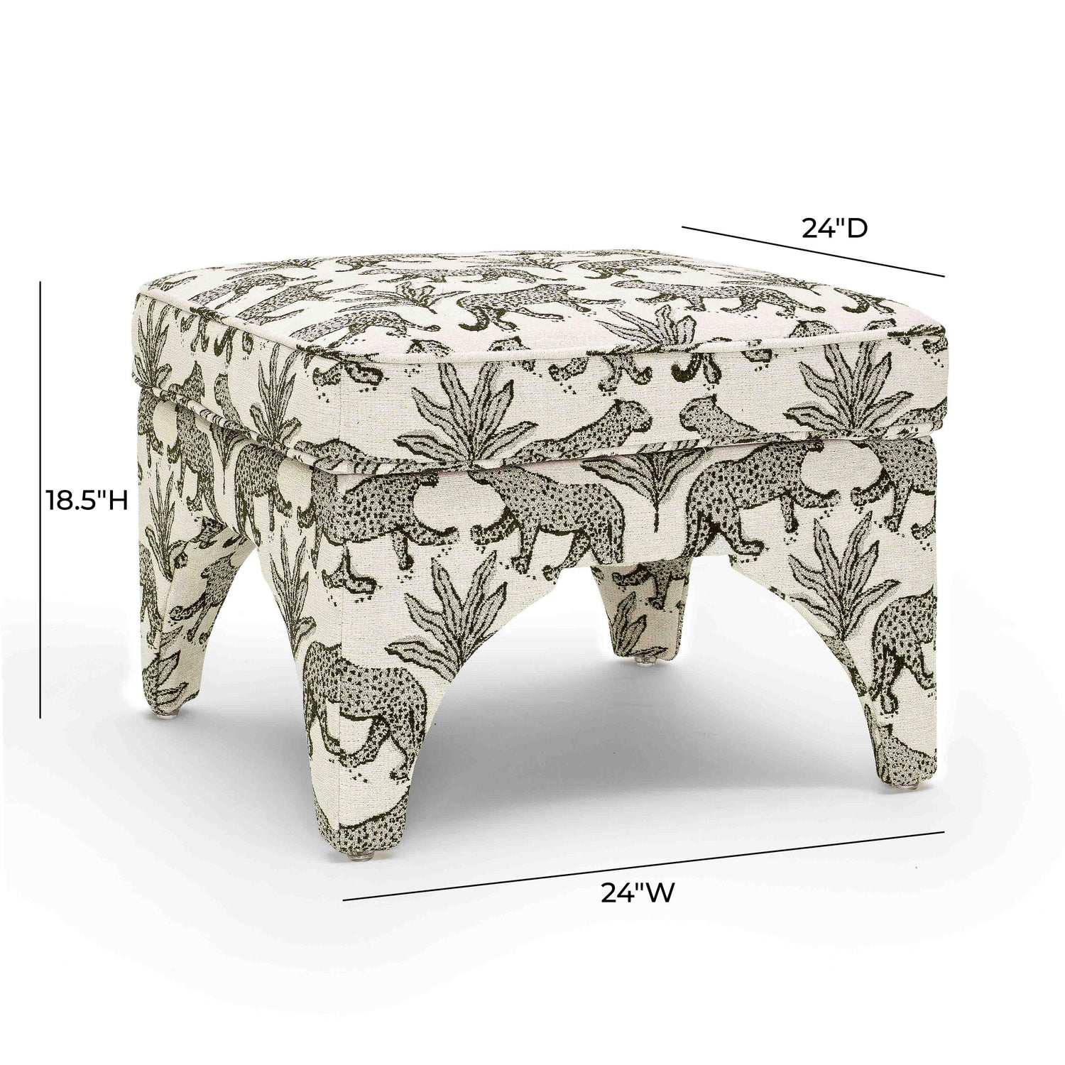 Raji Cream Leopard Jacquard Ottoman