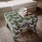Raji Olive Green Leopard Jacquard Ottoman