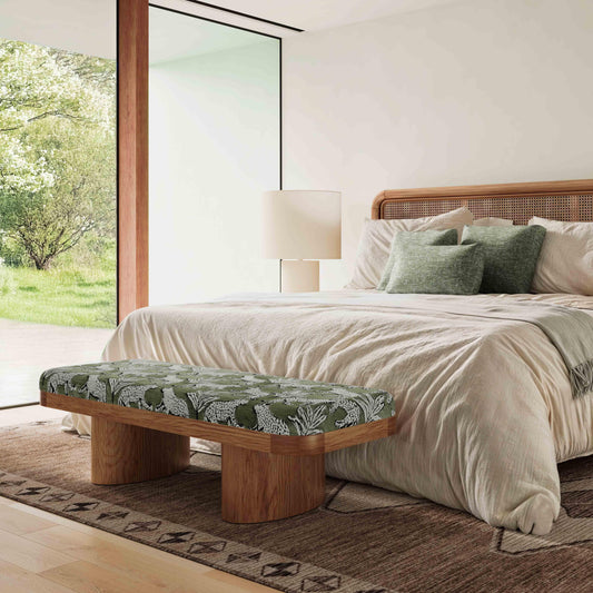 Ollie Olive Green Leopard Jacquard Bench