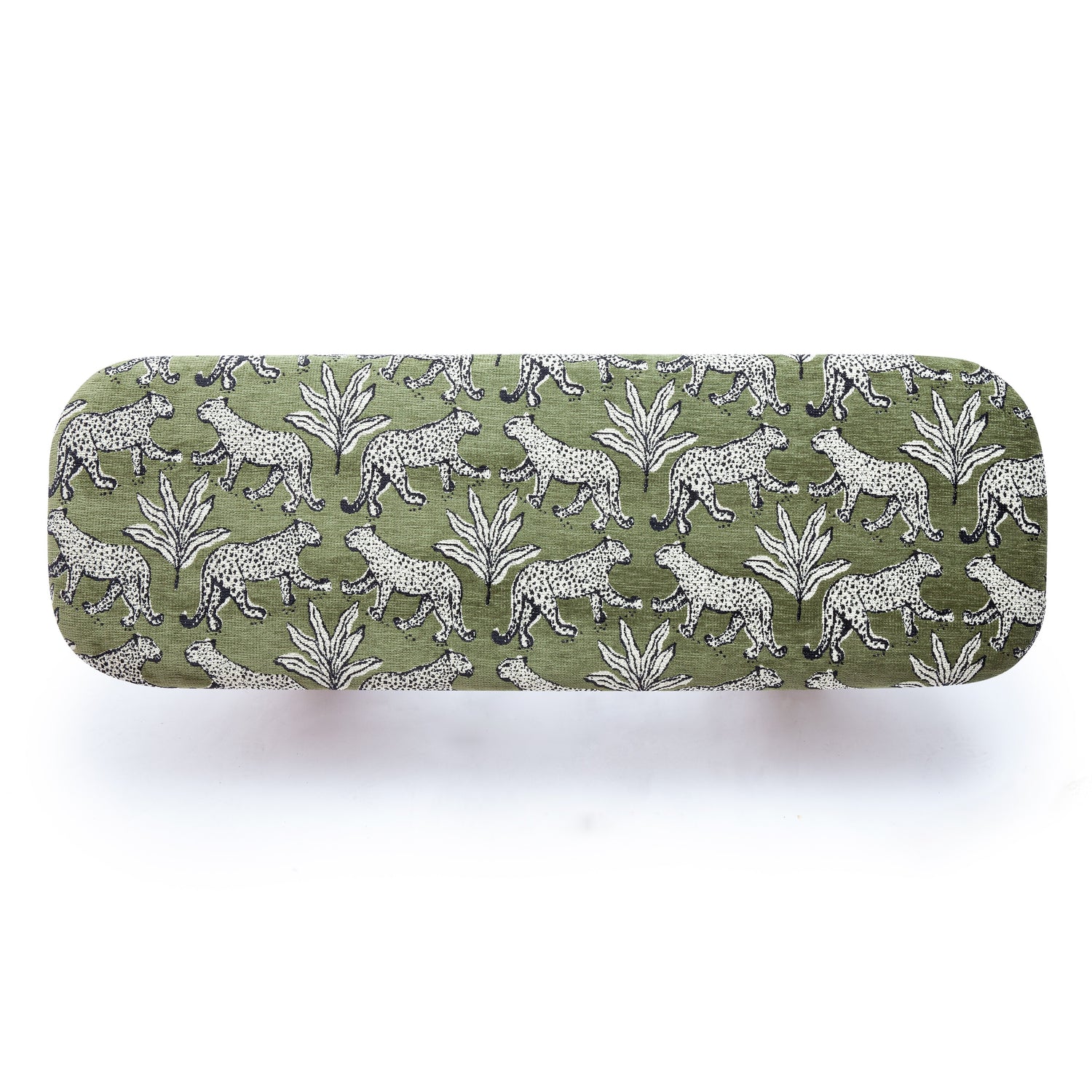 Ollie Olive Green Leopard Jacquard Bench