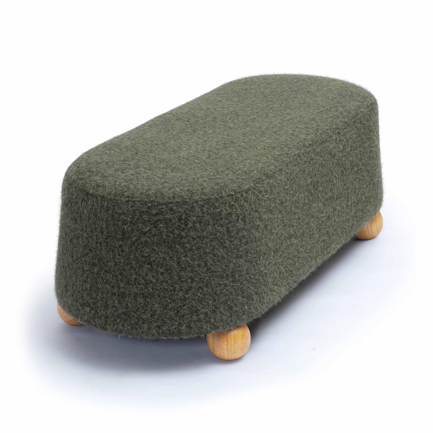 Jaine Forest Green Loose Mohair Large Ottoman