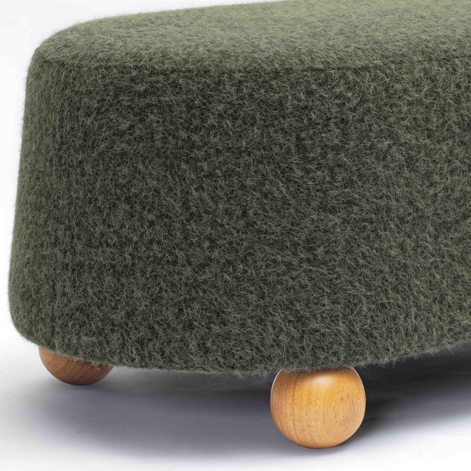 Jaine Forest Green Loose Mohair Large Ottoman