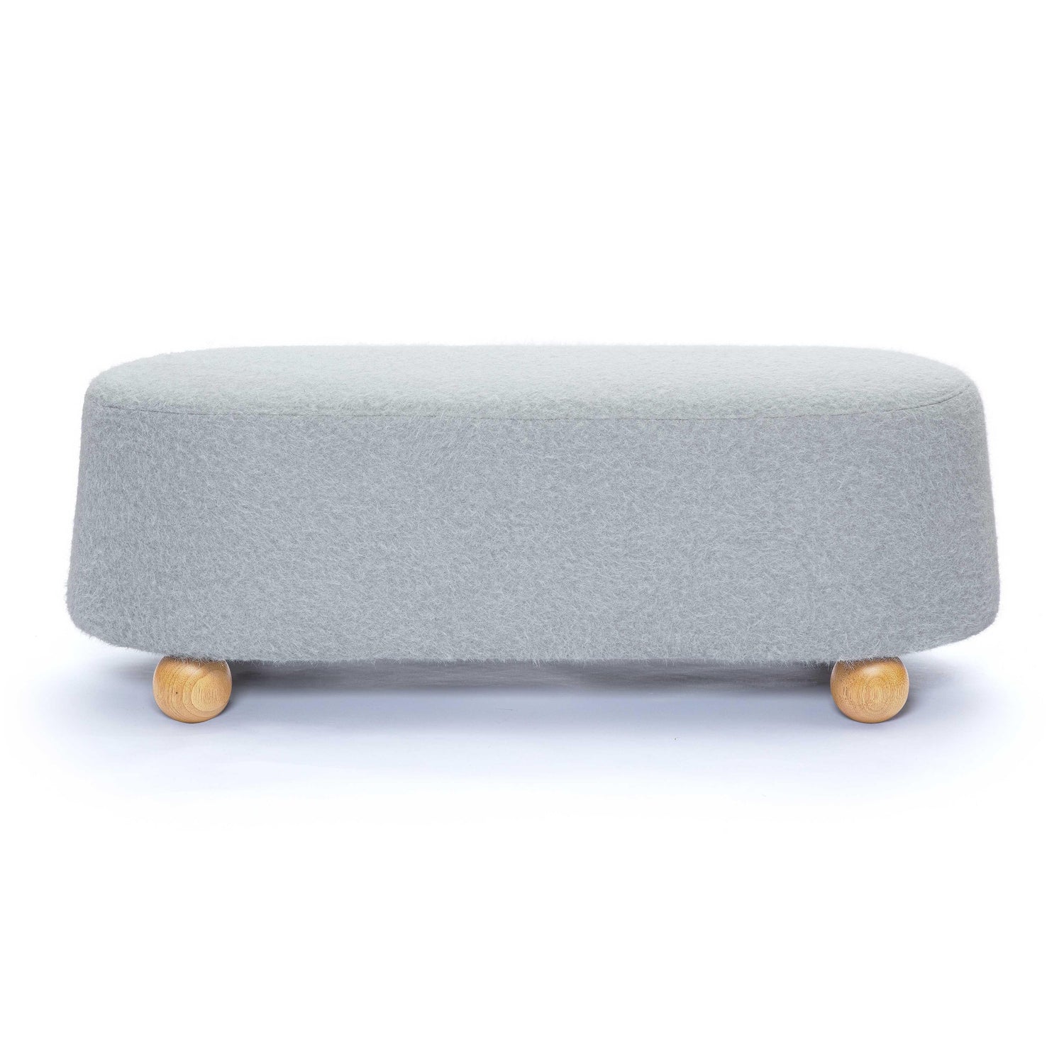 Jaine Stone Grey Loose Mohair Large Ottoman