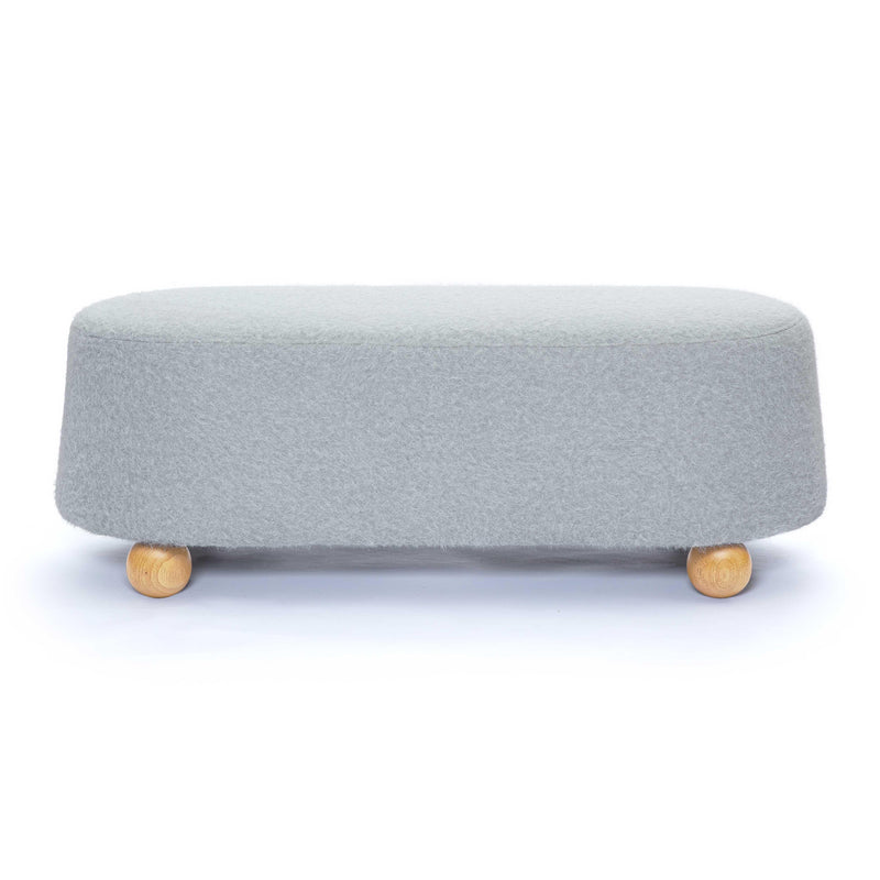 Jaine Stone Grey Loose Mohair Large Ottoman