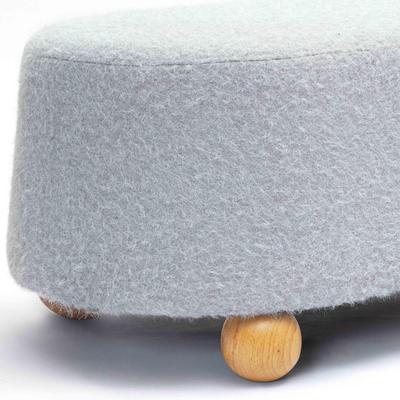 Jaine Stone Grey Loose Mohair Large Ottoman