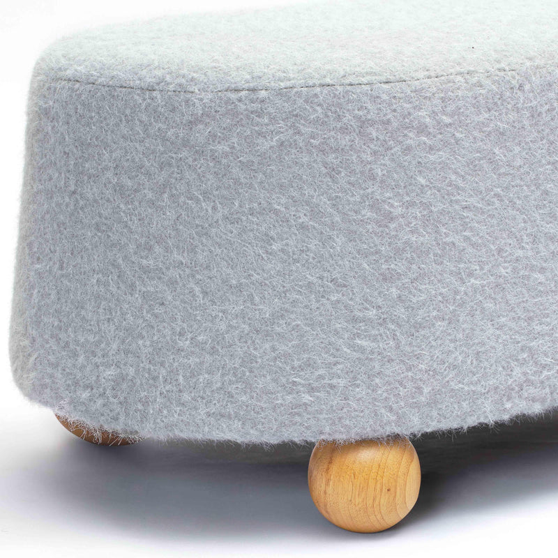 Jaine Stone Grey Loose Mohair Large Ottoman