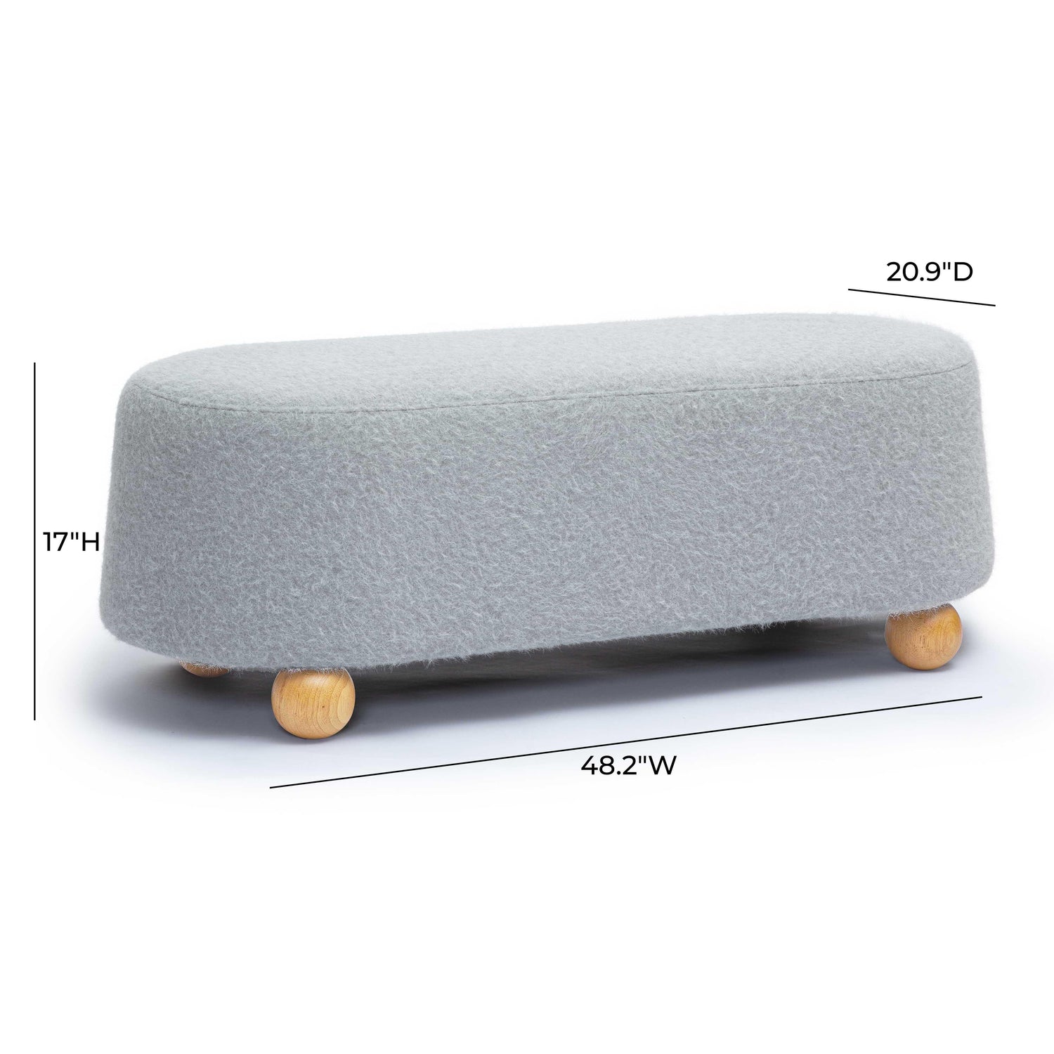 Jaine Stone Grey Loose Mohair Large Ottoman