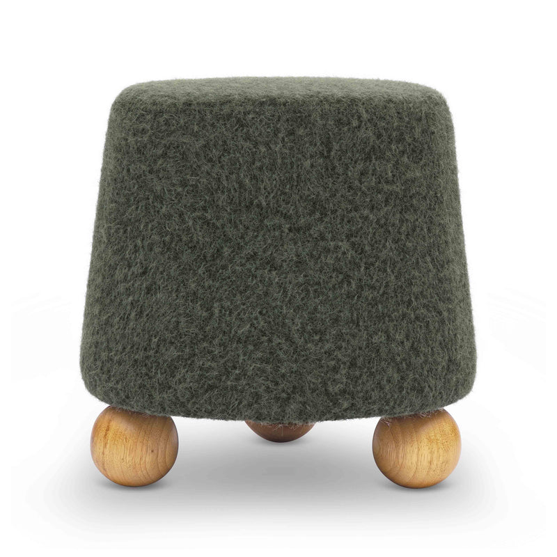 Jaine Forest Green Loose Mohair Ottoman