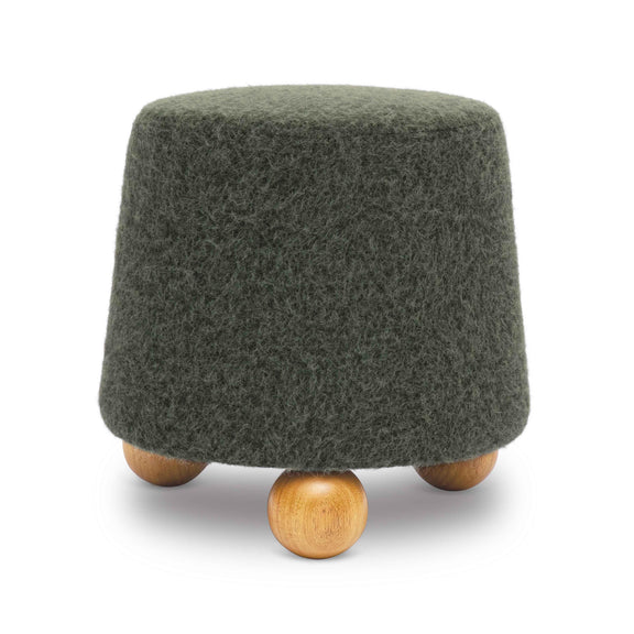 Jaine Forest Green Loose Mohair Ottoman